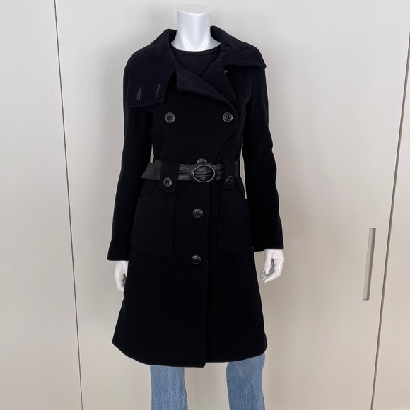 MACKAGE Funnel Neck Belted Wool Coat in Black - Picture 3 of 12